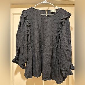 Universal Thread Eyelet Ruffle Sleeve Peplum Top